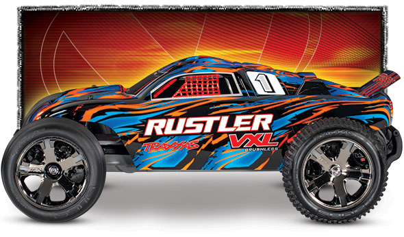 Rustler VXL (#37076-4) Side View (Orange)