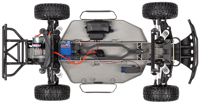 Slash 2WD Unassembled Kit (#58014-4) Chassis Top View (shown as assembled)